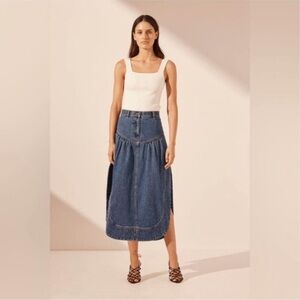 Shona Joy Blue A-Line Denim Skirt
